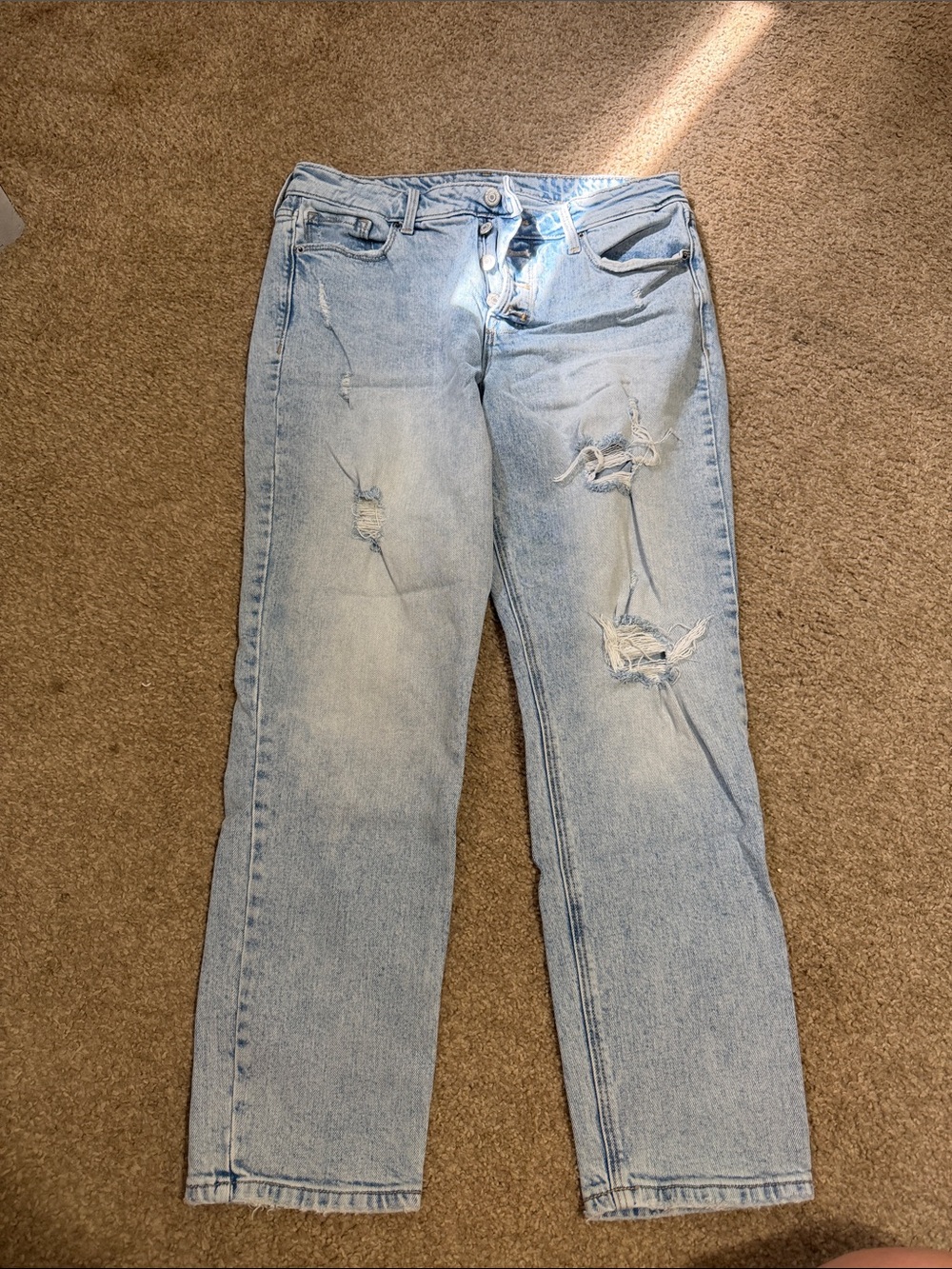 Old Navy Light Wash Distressed Straight Leg Jeans